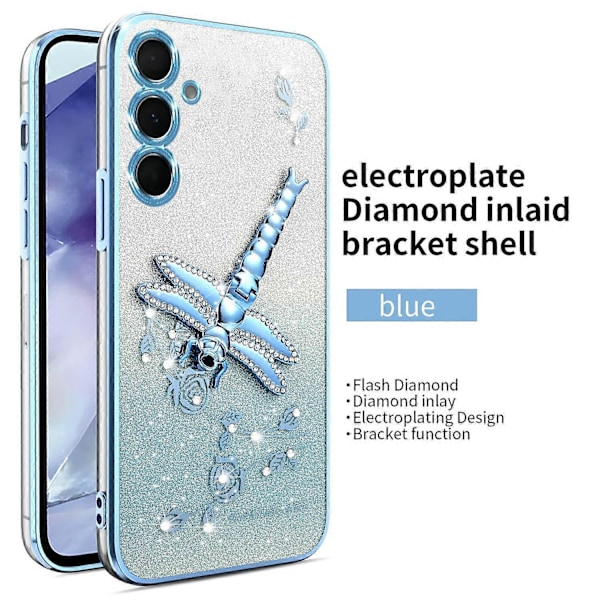 KADEM Samsung Galaxy A05s 4G -kotelo, jossa on Dragonfly-jalusta, TPU-kukkia ja glitter-puhelinkuori Multicolor Style C