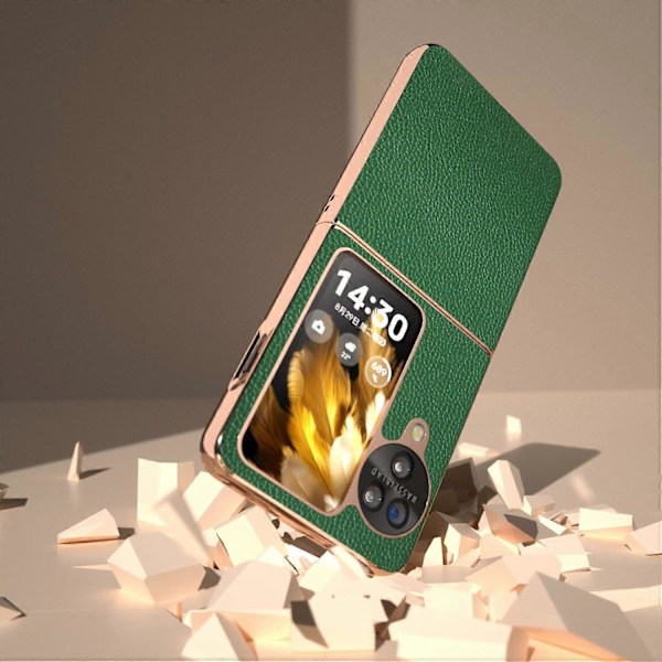 För Oppo Find N3 Flip 5G Skal Äkta Läderbelagt PC-Telefonfodral Multicolor Style C