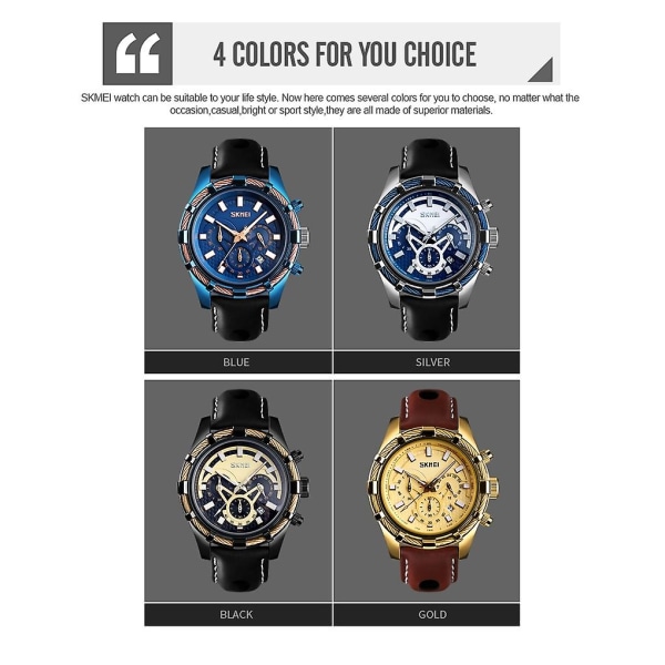Skmei 9189 Herre Quartz Klokke Gold