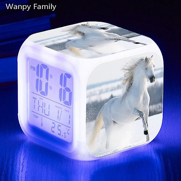 Running Horse Väckarklocka 7 Färg Glödande Led Digital Väckarklocka Barnleksaker Multifunktion Lysande Färgbyte Klockor Reloj Yellow