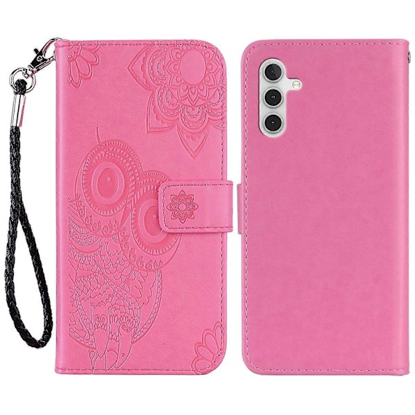 Samsung Galaxy S23 FE -kotelo, pöllökuvioitu PU-nahkainen puhelinkotelo lompakkotelineellä Multicolor Style A