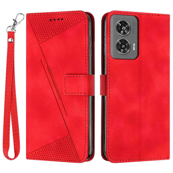 Motorola Edge 50 Fusion 5G -puhelimen kolmiopainatuksella varustettu nahkainen suojakotelo jalustalla Multicolor Style B
