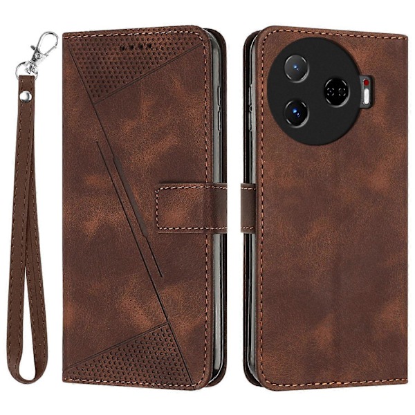 Til TECNO Camon 30 Pro 5G Mobiltelefon Etui Trekant Præget Læder Støtte Cover Multicolor Style E