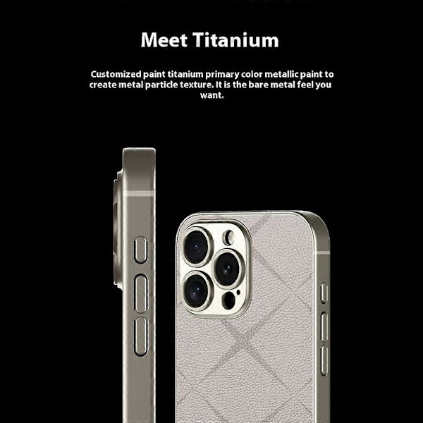 GKK iPhone 16 Pro -kotelo, tekstuuroitu PU-nahkapäällysteinen TPU+PC sormenjälkiä hylkivä puhelinkotelo - Harmaa Multicolor Titanium Grey