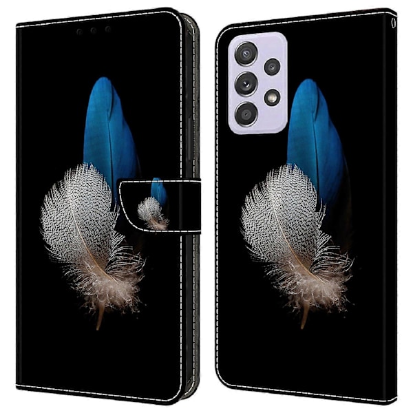 Wallet Case til Samsung Galaxy A52 4G/5G/A52s 5G, PU Læder Stand 3D Mønster Print Telefon Cover Multicolor Two Feathers