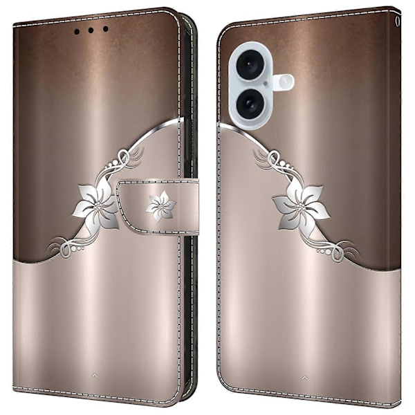 Pung-etui til iPhone 16 Plus med magnetisk lukning og 3D-mønster i læder Multicolor Style N