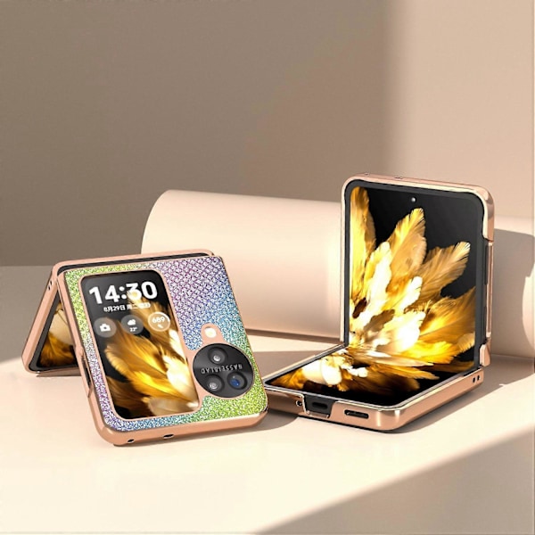 Til Oppo Find N3 Flip 5G Etui Rhinestone Tekstur Elektroplettering Telefoncover Multicolor Style A