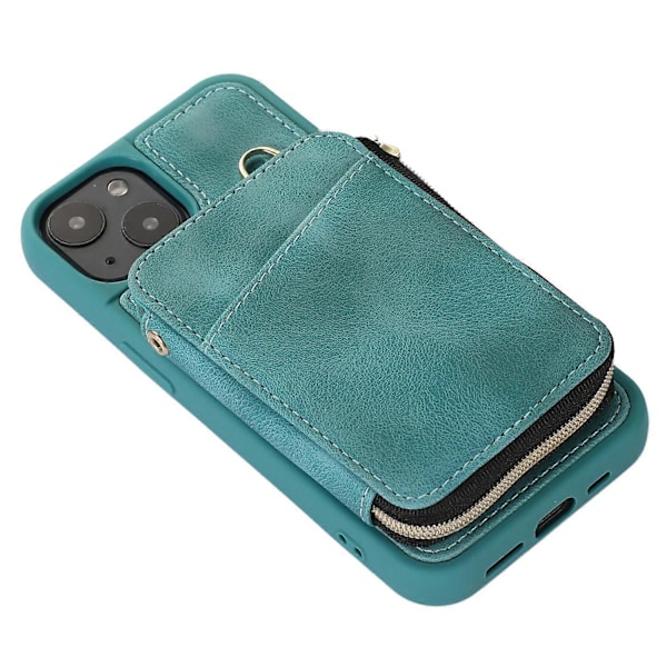 iPhone 13 Vetoketjullinen Lompakkokotelo Jalustalla PU-nahka+TPU Suojakuori Multicolor Style C