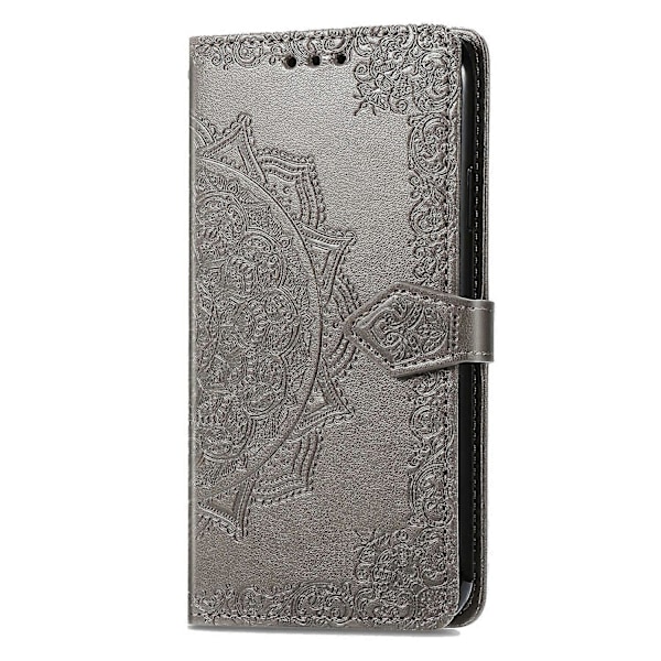 Til iPhone 16 Pro Max Wallet Case Mandala Blomst Læder Telefon Cover Stativ View-Grøn Multicolor Grey