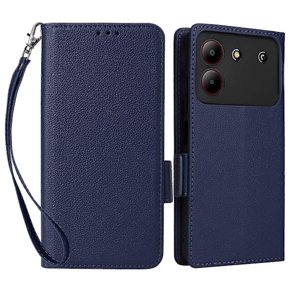 Læder Wallet Telefon Cover til ZTE Blade A54 med Håndledsrem Multicolor Dark Blue