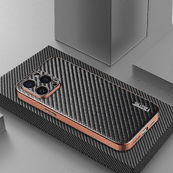 AZNS Skal för iPhone 14 Pro Max Elektropläterad Kolfibertextur PU+TPU Telefonskydd Multicolor Style D
