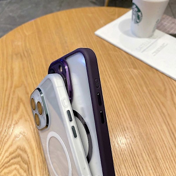 For iPhone 15 Pro Max Klar Bakside Deksel TPU+PC Telefondeksel Kompatibelt med MagSafe Multicolor Style C