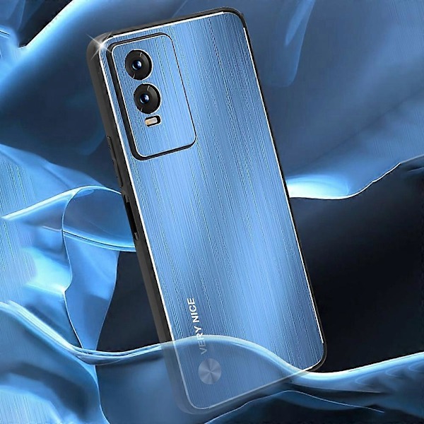 Borstat Telefonskal för vivo Y76 5G, TPU-ram Aluminiumlegering Baksida Fallsäkert Skydd