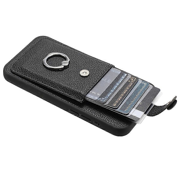 iPhone 15 Plus / 14 Plus -kotelo, korttipaikoilla, nahkainen takakansi ja rengastuki Multicolor Style B