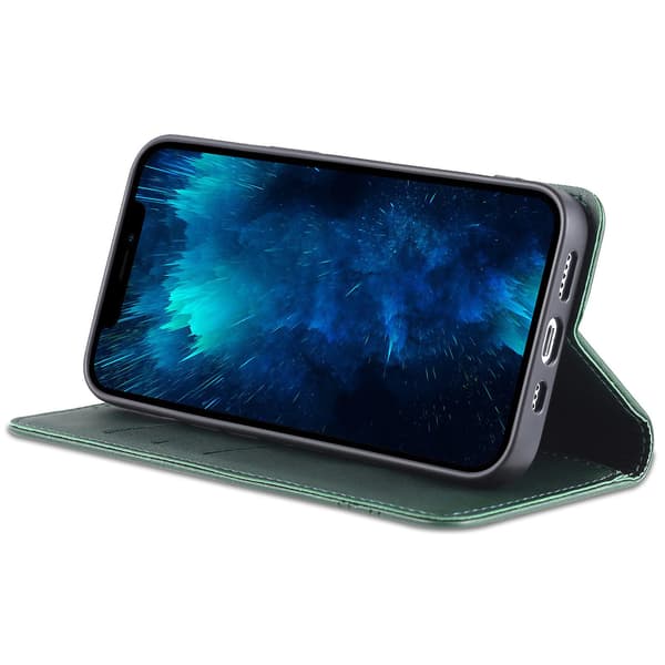 För Iphone 15 Pro Max Pu Läderplånbok Cover Stativ Case Green