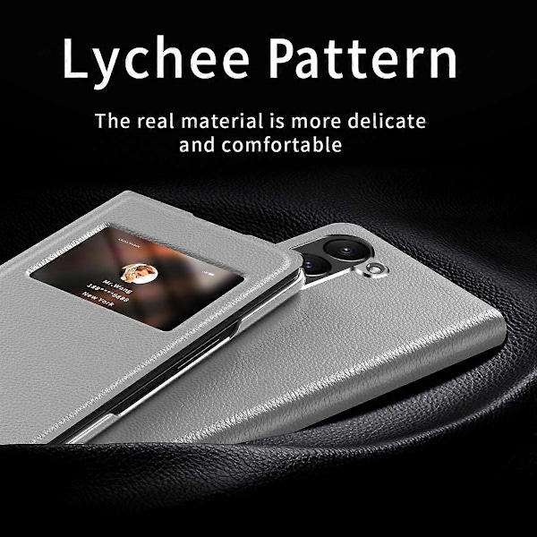 Til Samsung Galaxy Z Fold6 5G Etui PU Læder Litchi Tekstur Telefon Cover Visningsvindue Multicolor Style C