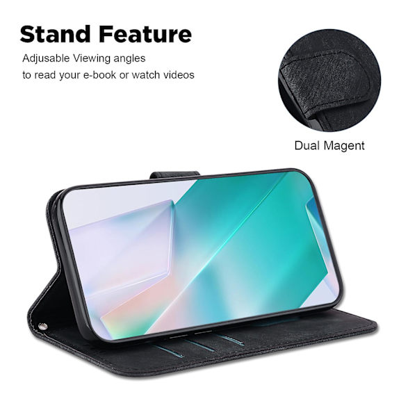 Pu Läder Magnetic Flip Phone case För Samsung Galaxy A33 5g, Stativ Plånboksmönster tryckt cover Black