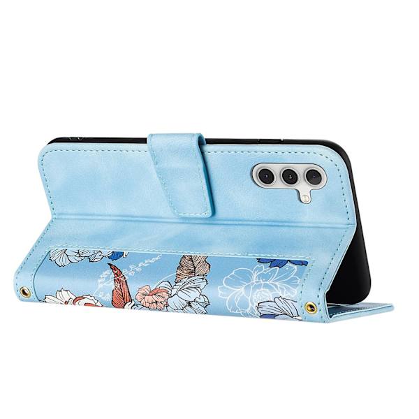 För Samsung Galaxy A53 5g Blommönster Utskrift Telefonställ Case Cover Baby Blue