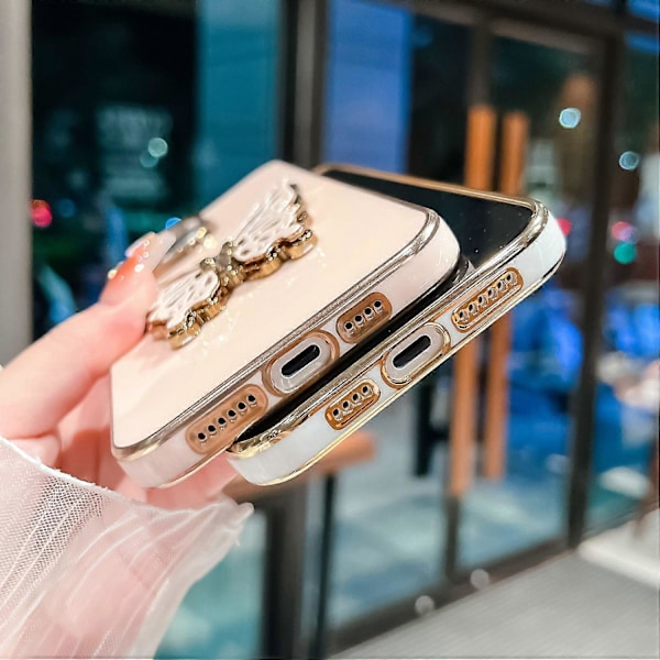 iPhone 15 Pro -kotelo perhosjalustalla, TPU-galvanointi puhelinkuori Multicolor Style E
