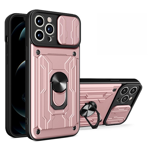För Iphone 15 Pro Max Slide Kameraskydd Kickstand Phone Case Cover Rose Gold