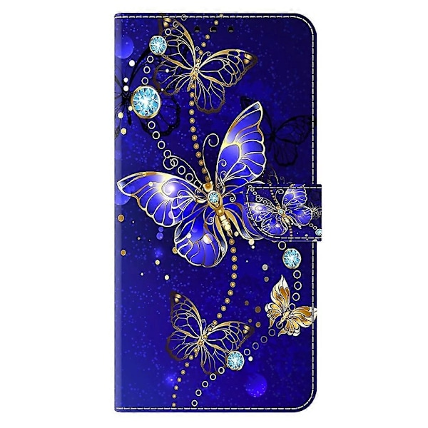 Motorola Moto E15 4G -kotelo, 3D-kuvioitu PU-nahkainen lompakkokotelo jalustalla Multicolor Diamond Butterfly