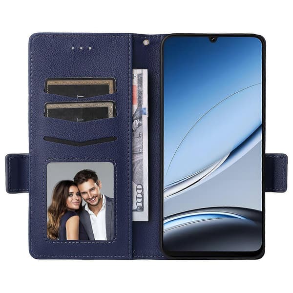 Fodral för Doogee Note 59/Note 59 Pro med handledsrem, litchi-textur PU-läder plånboksfodral Multicolor Dark Blue
