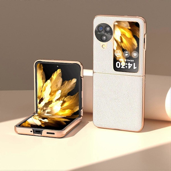 Aito nahkainen suojakotelo Oppo Find N3 Flip 5G -puhelimelle, lehmännahkaa+PC, galvanoidulla pinnoitteella Multicolor Style C