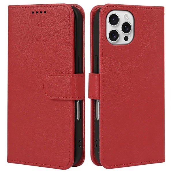 Læderetui med pung, stativ og magnetlukning til iPhone 16 Pro Max - Grøn Multicolor Red