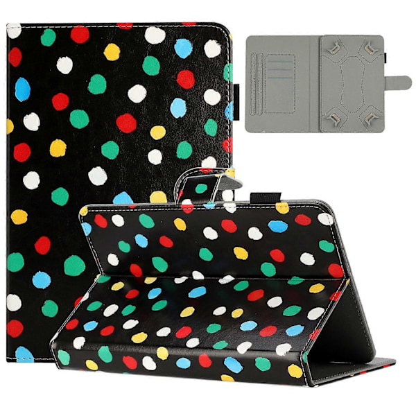 8-tums Auto Wake/Sleep Kortfack PU Läder Ställ Fodral Prickigt Mönster Tablet Skydd Multicolor Style C