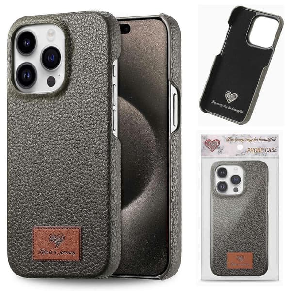 Y5 Etui til iPhone 16 Pro Max Litchi Tekstur Læder+TPU Slankt Telefoncover - Sort Multicolor Silver Grey