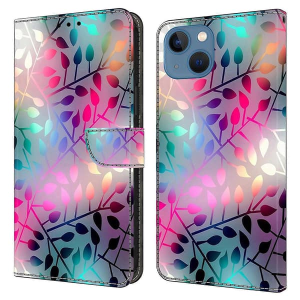 Plånboksfodral för iPhone 15, 3D-mönster tryckt läder flipfodral Multicolor Style G