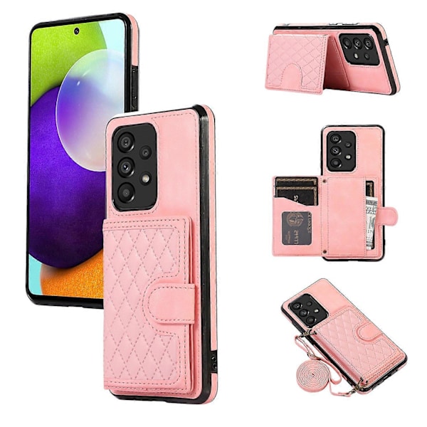 Skal för Samsung Galaxy A72 5G/4G TPU+PU Läder Ställ Kort Hållare Mobilskal Multicolor Rose Gold