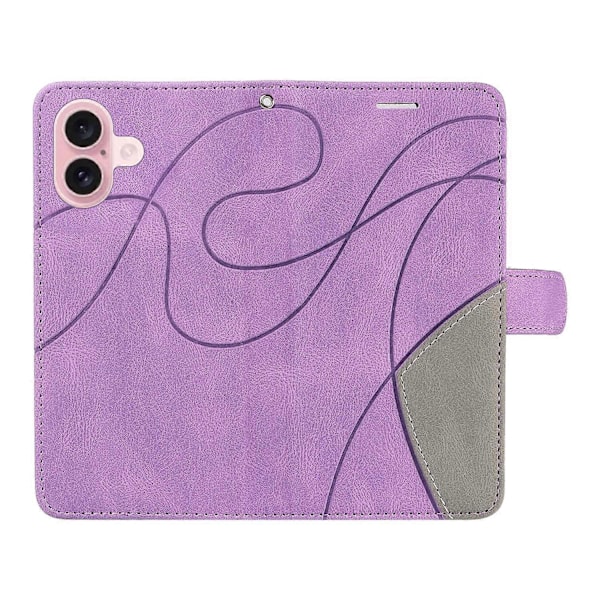 KT Læder Serie-1 Til iPhone 16 Etui Farvesplejsning Tegnebog PU Læder Telefon Cover Multicolor Style E