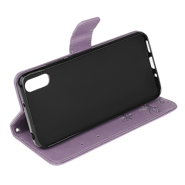 Præget Sommerfugl Blomst Læder Wallet Stand Telefon Cover til Samsung Galaxy Xcover 5 Multicolor Style G