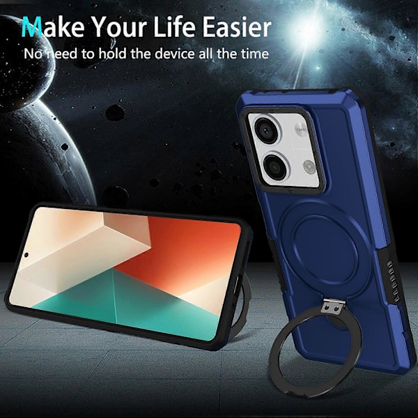 Skal med ringhållare och stativ i TPU+PC för Xiaomi Redmi Note 13 5G Multicolor Style B