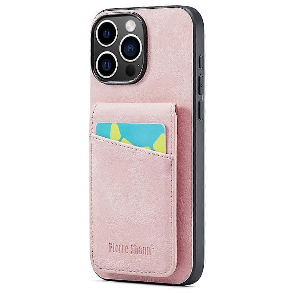 FIERRE SHANN Fodral till iPhone 16 Pro med Korthållare Ställ Läder RFID-blockerande Baksida Multicolor Style F