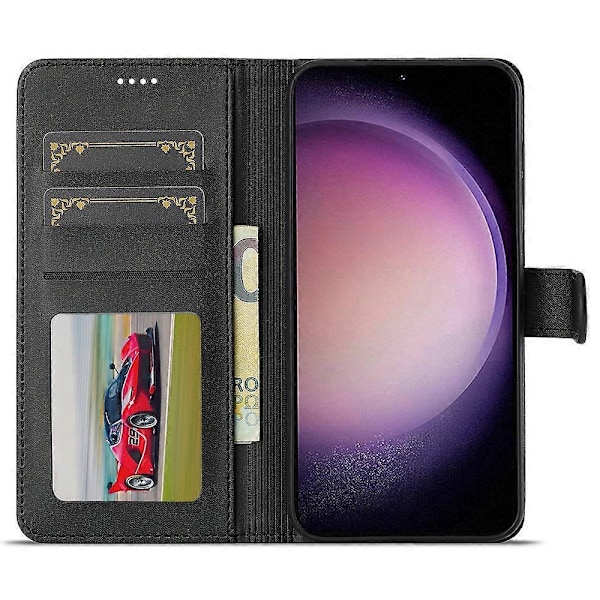 LC.IMEEKE Etui til Samsung Galaxy A56 5G, kalvetekstur PU læder, stativ, pung, telefoncover - Grå Multicolor Black