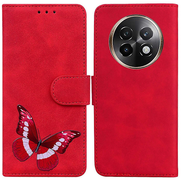 Til Realme 13+ 5G Stand Case PU Læder Telefon Cover Sommerfugl Trykt Multicolor Style E