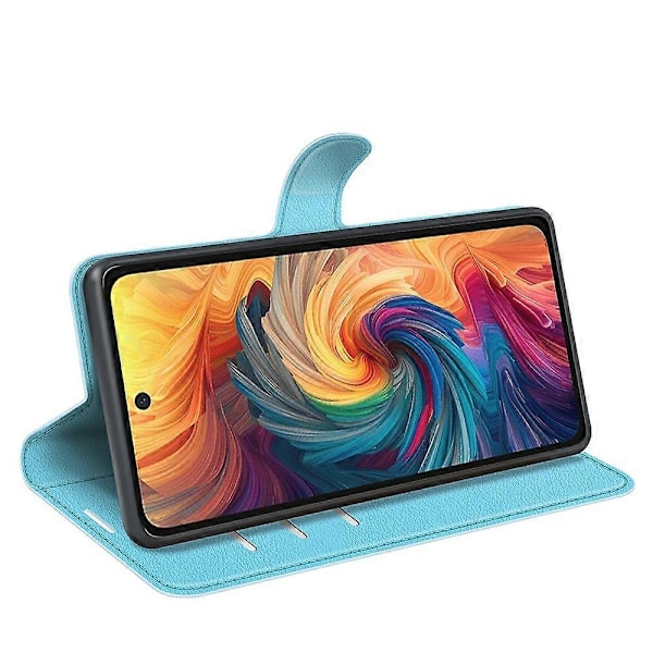 Til ZTE Blade V70 Etui Litchi Tekstur Stødsikkert Læder Wallet Telefon Cover - Grøn Multicolor Blue