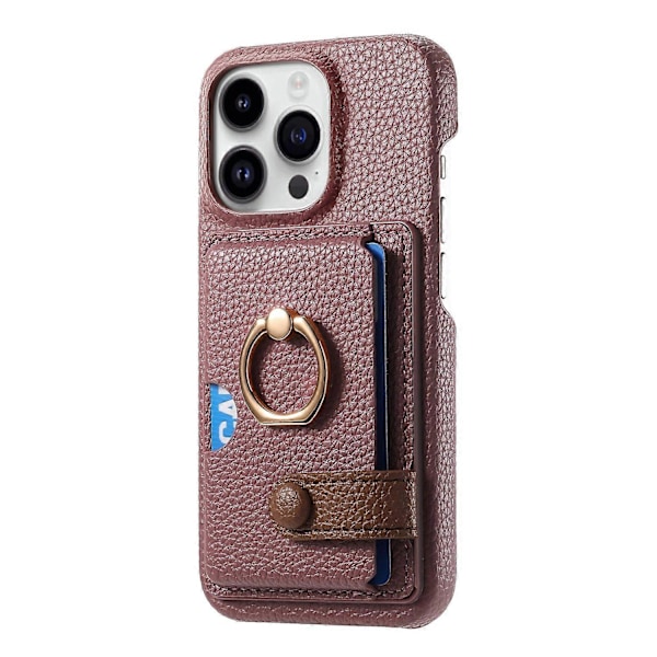 Y2 iPhone 16 Pro Max -puhelinkotelo, jossa sormipidike, jalusta, korttipaikka ja nahkainen takakansi Multicolor Date Apricot