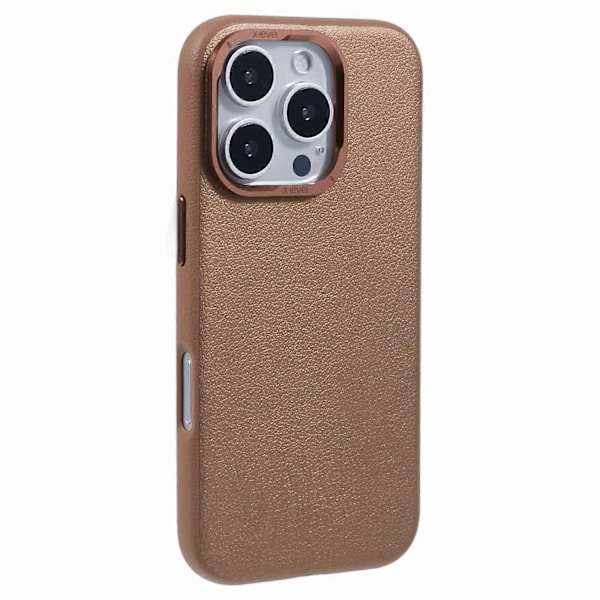 X-LEVEL Skal för iPhone 16 Pro PU Läder Hårt PC Baksida Telefonskal - Titanium Guld