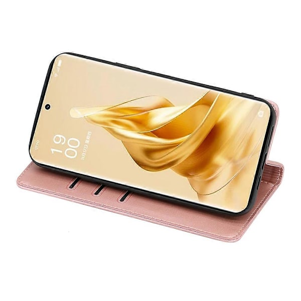 För Oppo A78 4G Fodral Kalvtextur Läderfodral med Plånboksstativ - Svart Multicolor Rose Gold