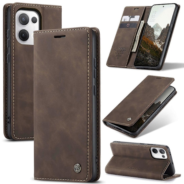 Til Oppo Reno13 5G Wallet Case CASEME 013 Series PU Læder Telefon Cover Stativ Multicolor Coffee
