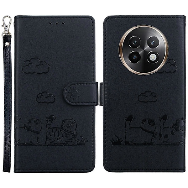 Skal för Realme 13+ 5G RFID-blockerande kattunge-mönster TPU+PU Läder Telefonskydd Multicolor Style F