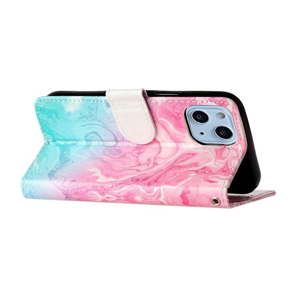 Mönstertryckt PU Läder Mobiltelefon Skyddsfodral för iPhone 13 6.1 tum Multicolor Style D