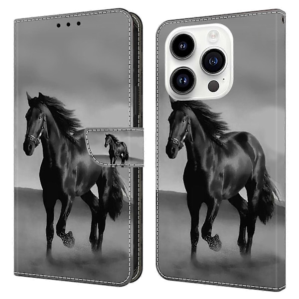 För iPhone 15 Pro Fodral 3D Mönstertryck Läder Plånboksfodral Multicolor Style D