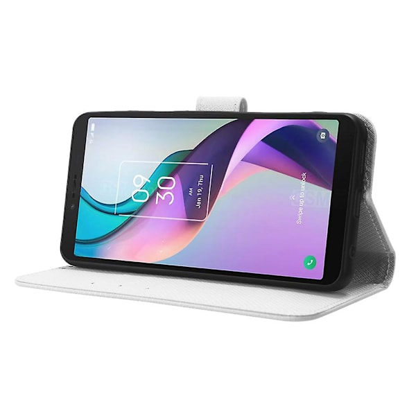 För Tcl Ion X Diamond Texture Läder Phone Case anti-scratch Cover White