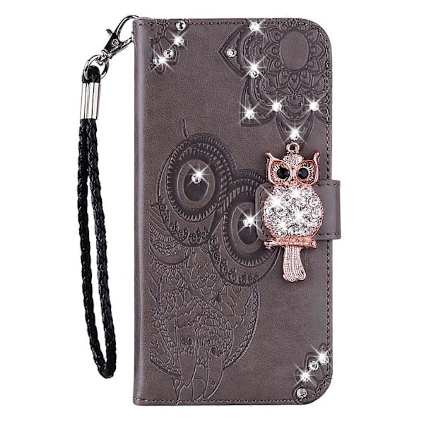Til Samsung Galaxy A26 5G Wallet Case Ugle Blomst Præget Rhinestone Læder Cover Multicolor Style F