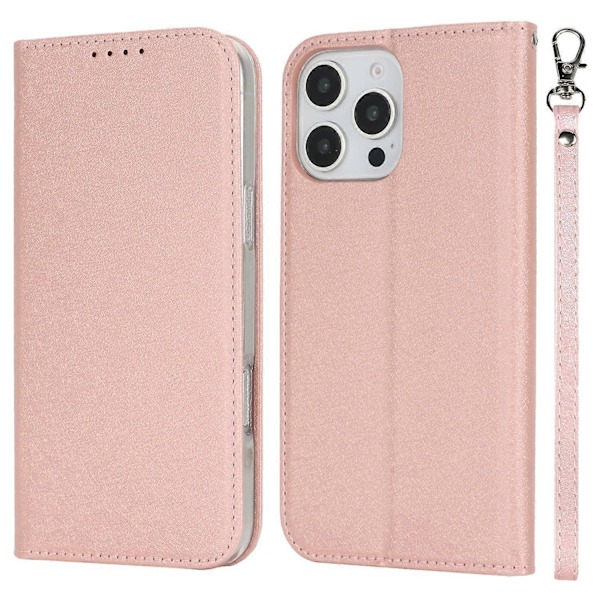 För iPhone 16 Pro Fodral PU Läder Silkeslen Textur Magnetisk Flip Telefonfodral Multicolor Style D
