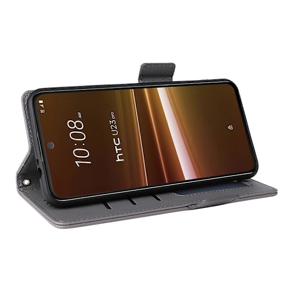Telefoncover til HTC U23/U23 Pro 5G Litchi Tekstur Wallet Stand PU Læder Cover - Multicolor Grey